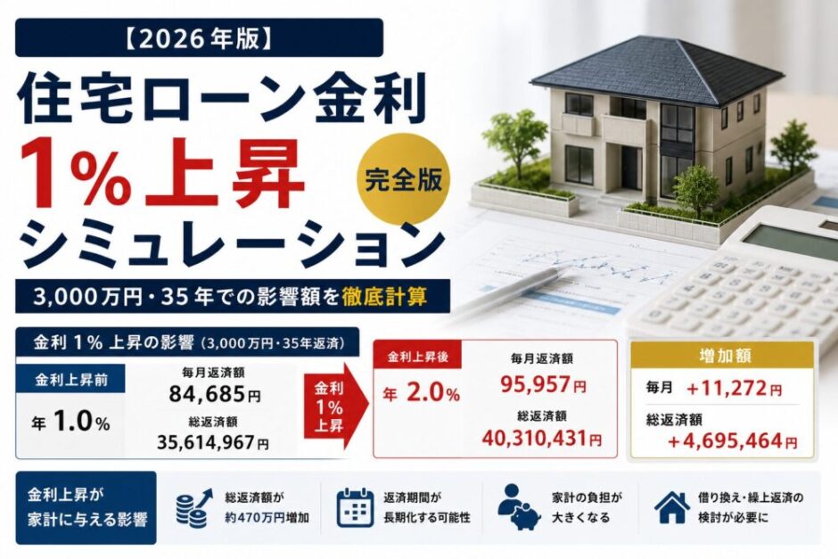 住宅ローン金利1%上昇シミュレーションのイメージ